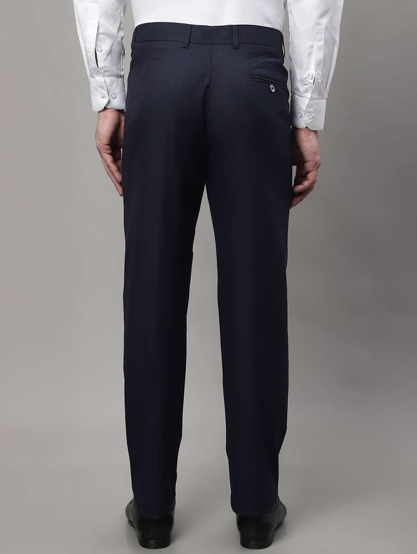 navy blue cotton flat front formal trouser - 19453183 -  Standard Image - 2