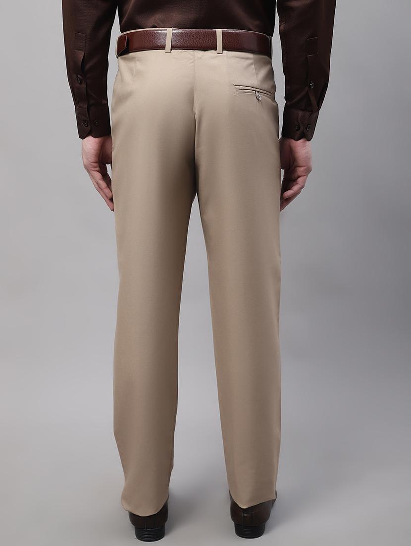 beige cotton blend flat front formal trouser - 19453185 - Standard Image - 2