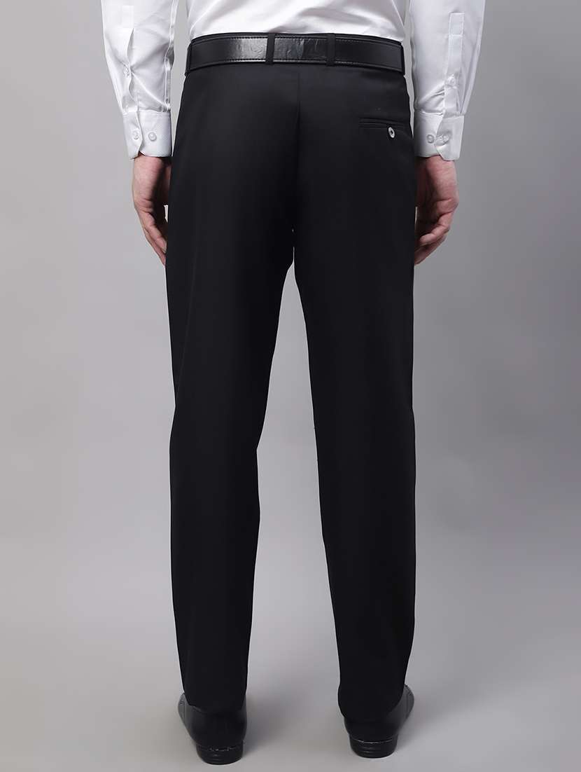 black cotton blend flat front formal trouser - 19453186 - Standard Image - 2
