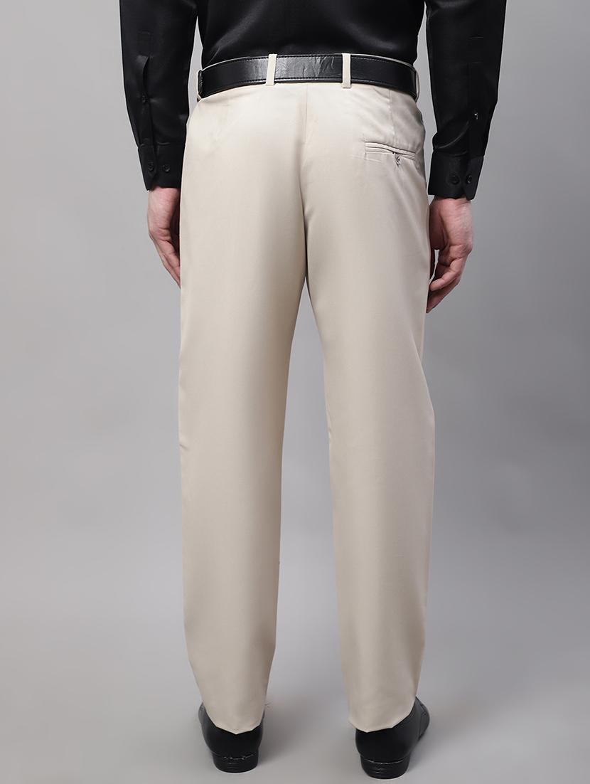 beige cotton blend flat front formal trouser - 19453188 - Standard Image - 2