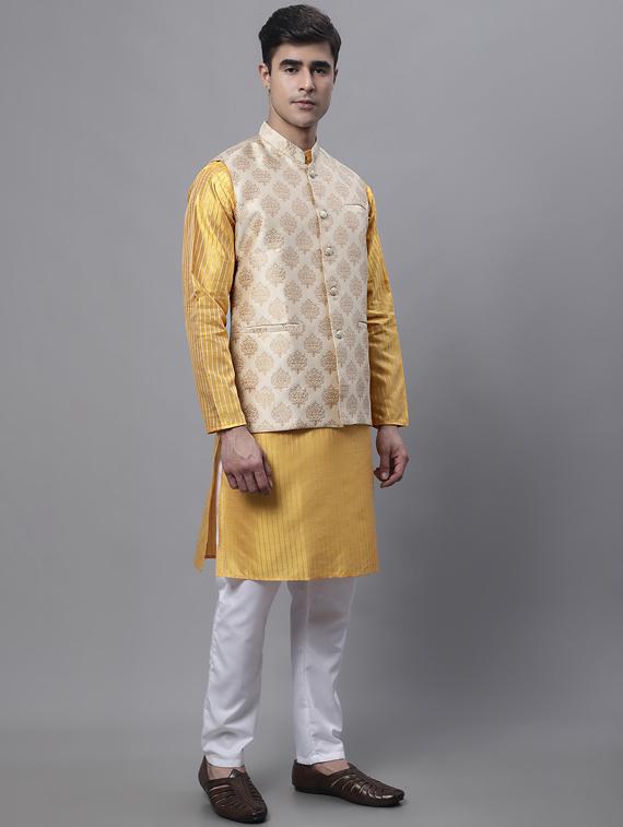 printed kurta pyjama with nehru jacket - 19453243 - Standard Image - 2