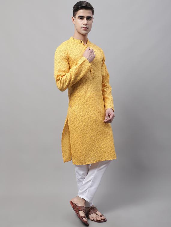 yellow printed kurta pyjama set - 19453315 - Standard Image - 2
