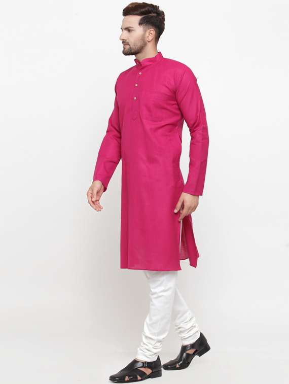 pink solid cotton kurta pyjama set - 19453369 -  Standard Image - 2