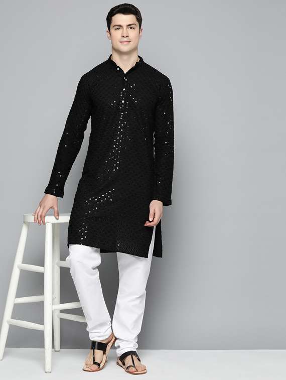 sequined embroidered kurta pyjama set