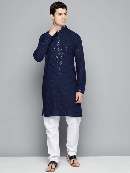 sequined embroidered kurta pyjama set - 19453393 -  Standard Image - 0