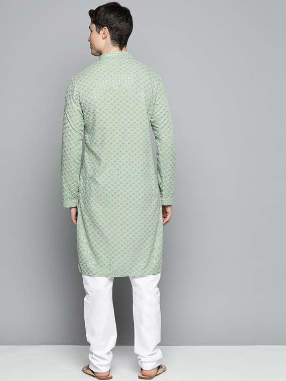men sequined embroidered kurta pyjama set - 19453395 -  Standard Image - 2