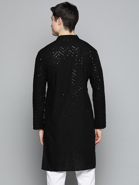 black embroidered long kurta - 19453409 - Standard Image - 2
