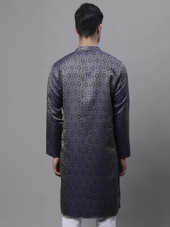men self design mandarin neck long kurta - 19453433 - Standard Image - 2