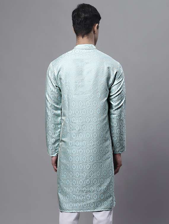 light blue self design long kurta - 19453435 -  Standard Image - 2