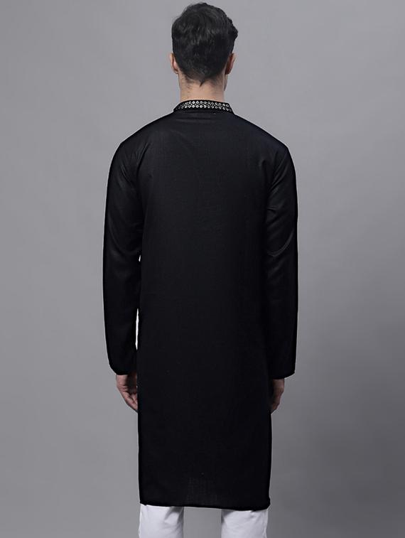 black embroidered long kurta - 19453437 - Standard Image - 2