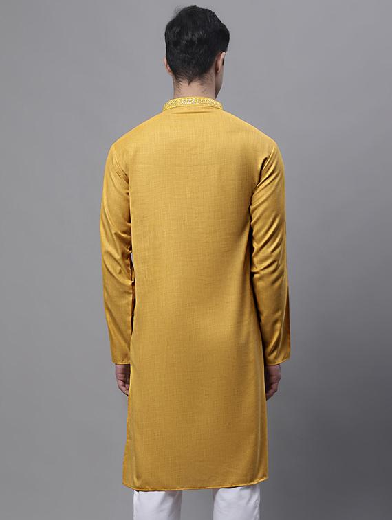 yellow embroidered long kurta - 19453439 - Standard Image - 2