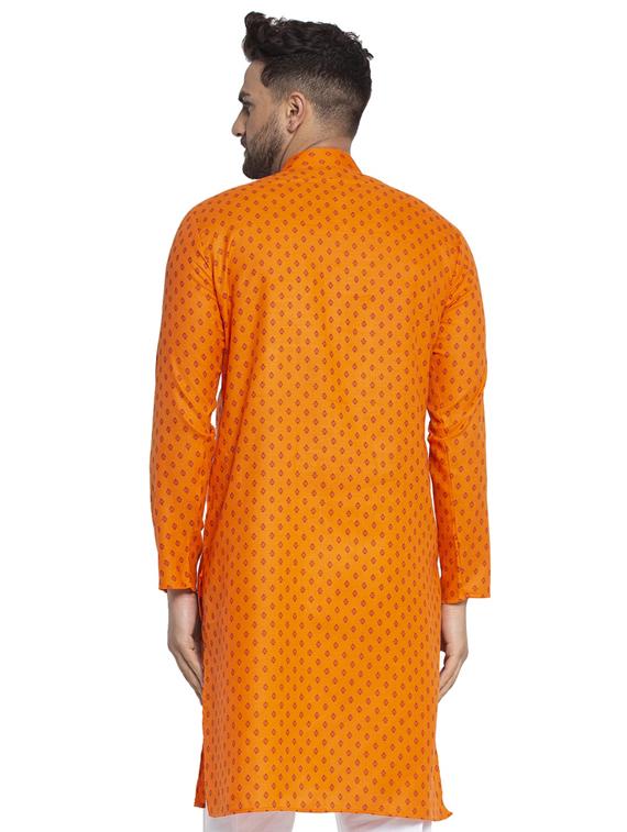 orange printed long kurta - 19453451 - Standard Image - 2