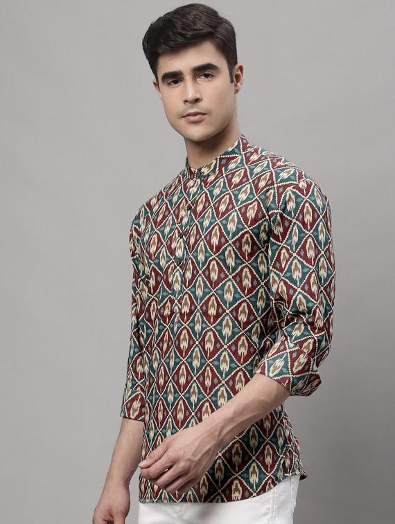 ikat printed short kurta - 19453459 - Standard Image - 2
