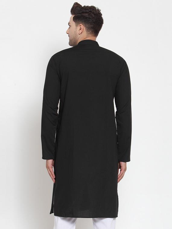 black solid long kurta - 19453465 - Standard Image - 2