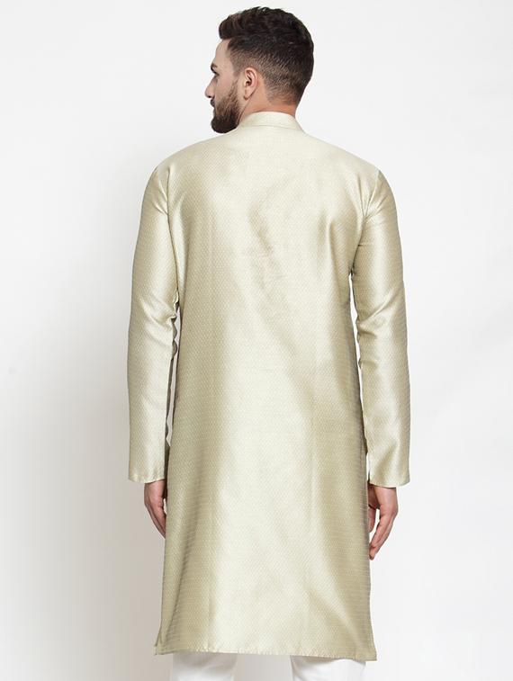 beige self design long kurta - 19453478 - Standard Image - 2