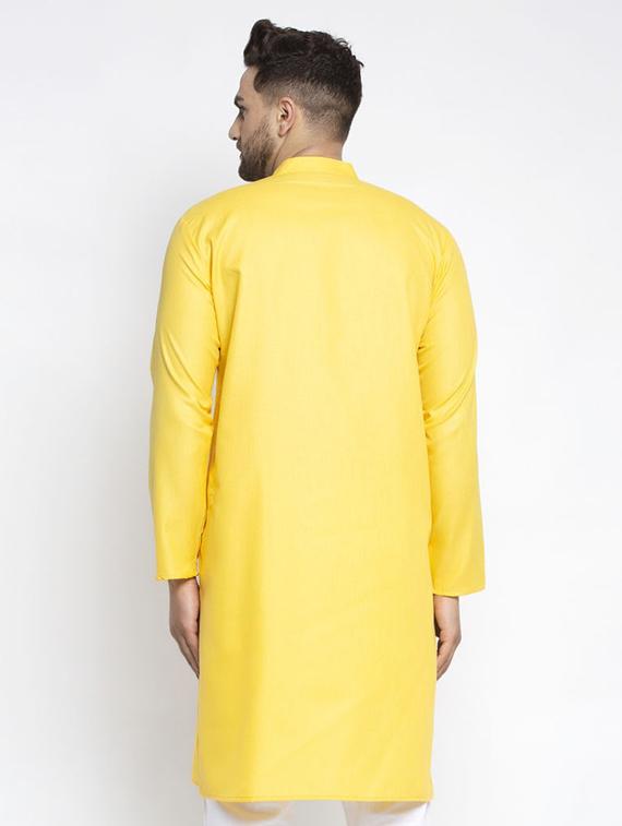 yellow solid long kurta - 19453479 - Standard Image - 2
