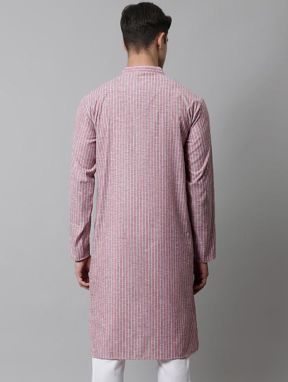 pink striped long kurta - 19453480 - Standard Image - 2