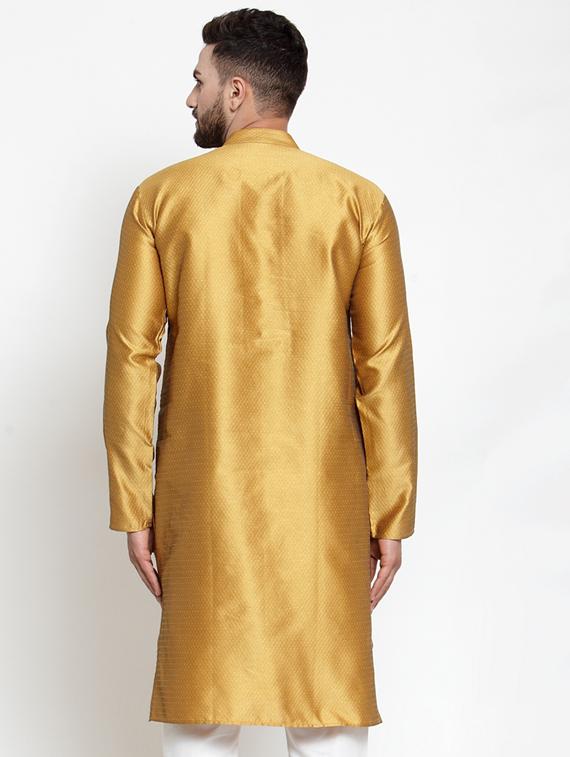 gold mens self design long kurta - 19453486 - Standard Image - 2