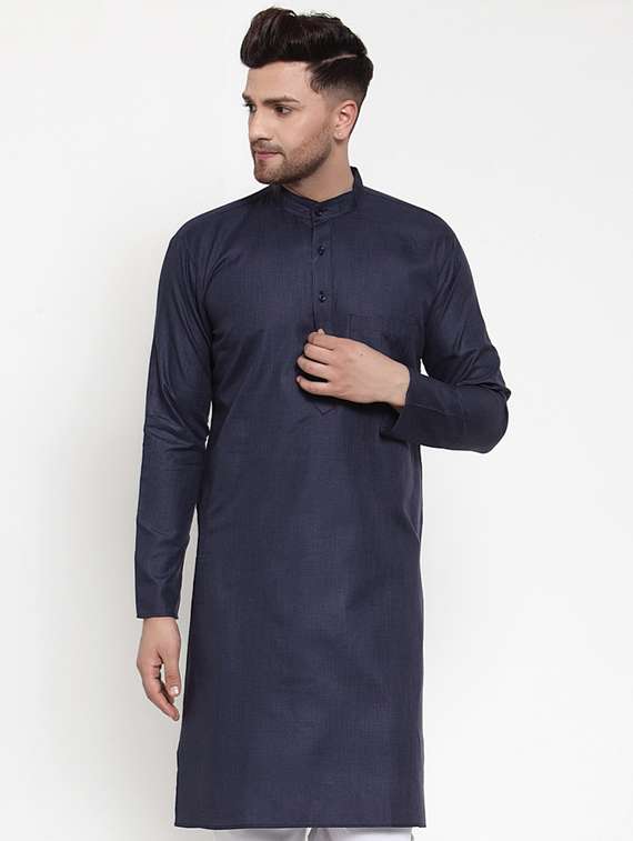 navy blue solid long kurta