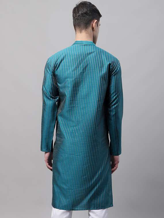 men striped mandarin neck long kurta - 19453493 -  Standard Image - 2