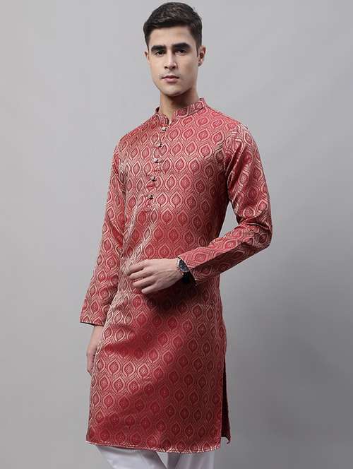 red self design long kurta - 19453498 -  Standard Image - 0