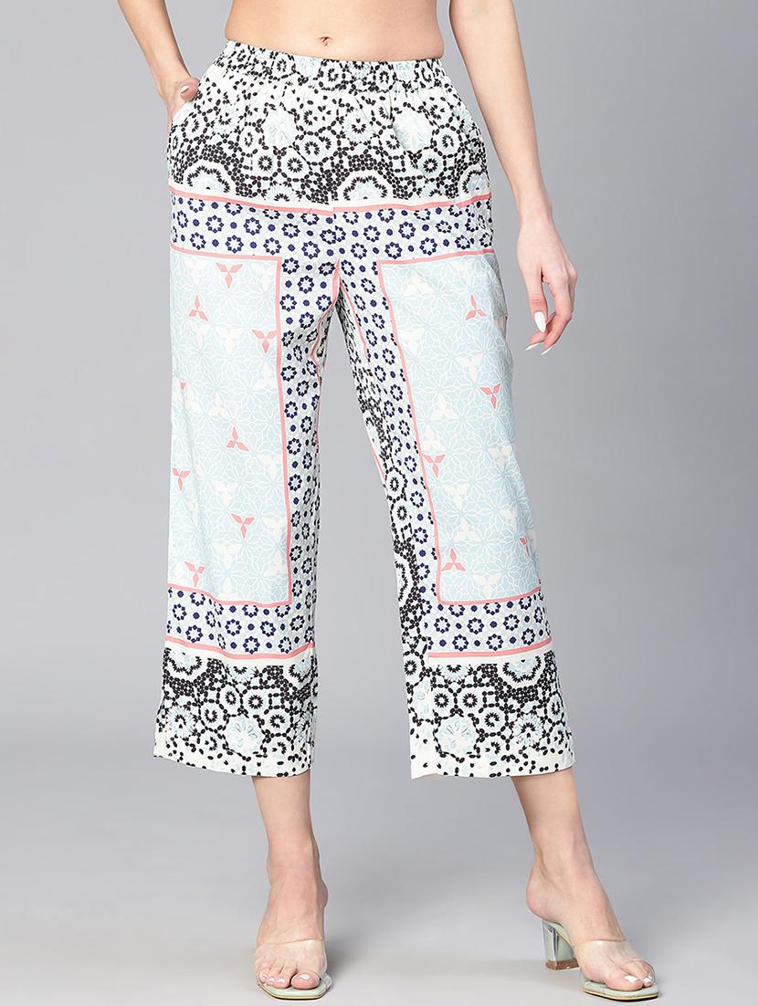 multi coloured printed flat front trouser - 19453905 - Zoom Image - 0