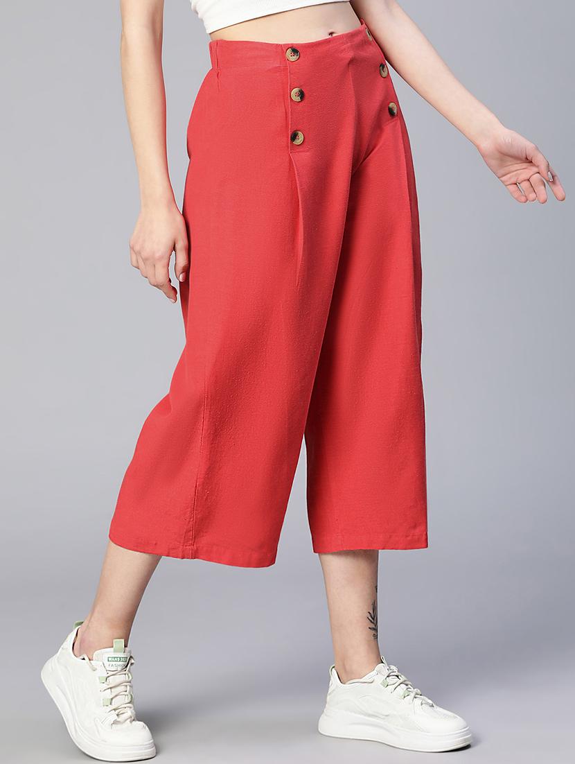 solid red flat front trouser - 19453908 - Standard Image - 2