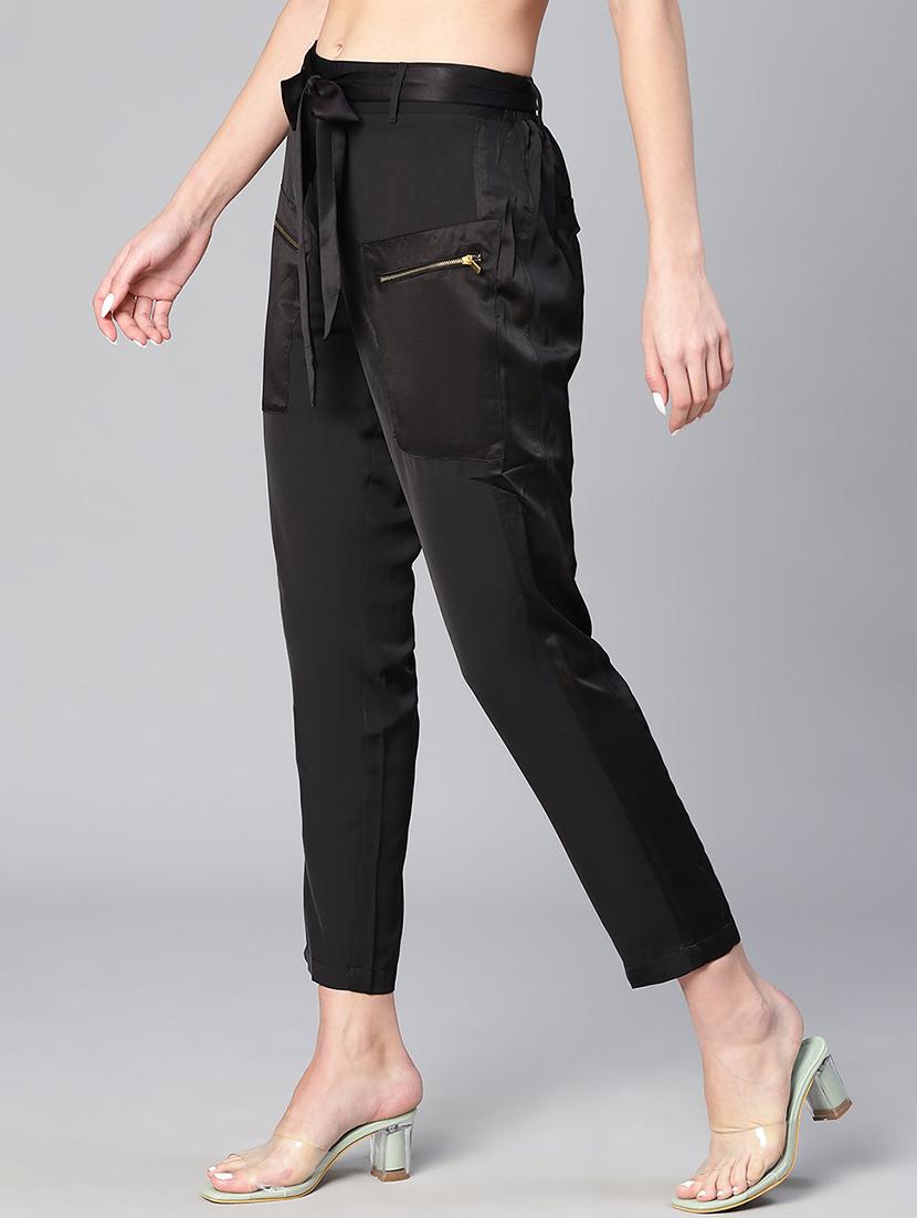 solid black flat front trouser - 19453911 - Standard Image - 2