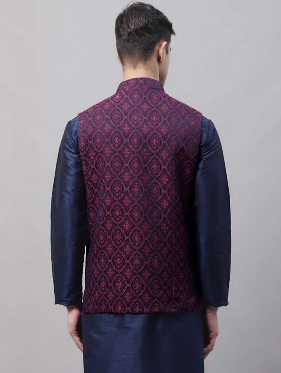 purple self design nehru jacket - 19454013 -  Standard Image - 2