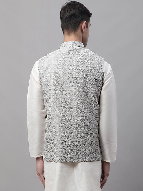 grey self design nehru jacket - 19454016 - Standard Image - 2