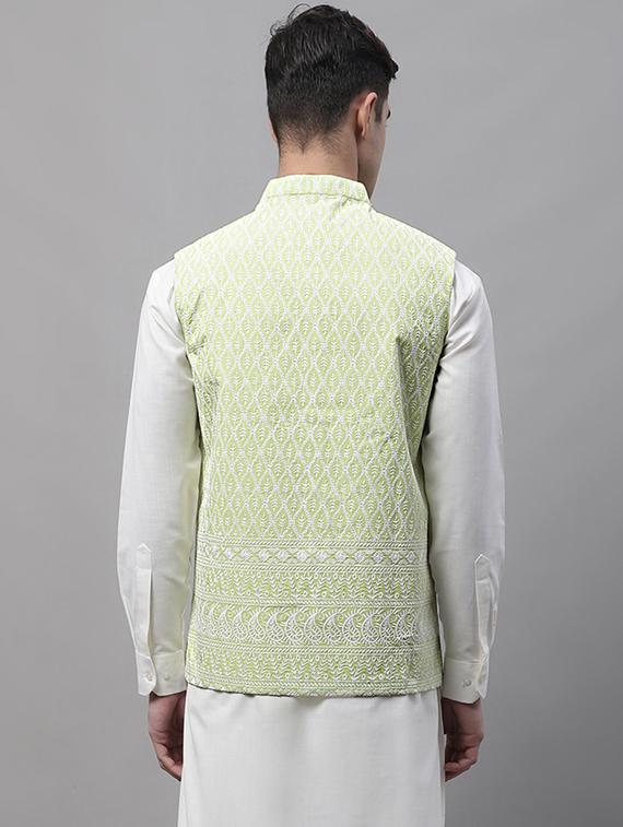 green self design nehru jacket - 19454020 - Standard Image - 2