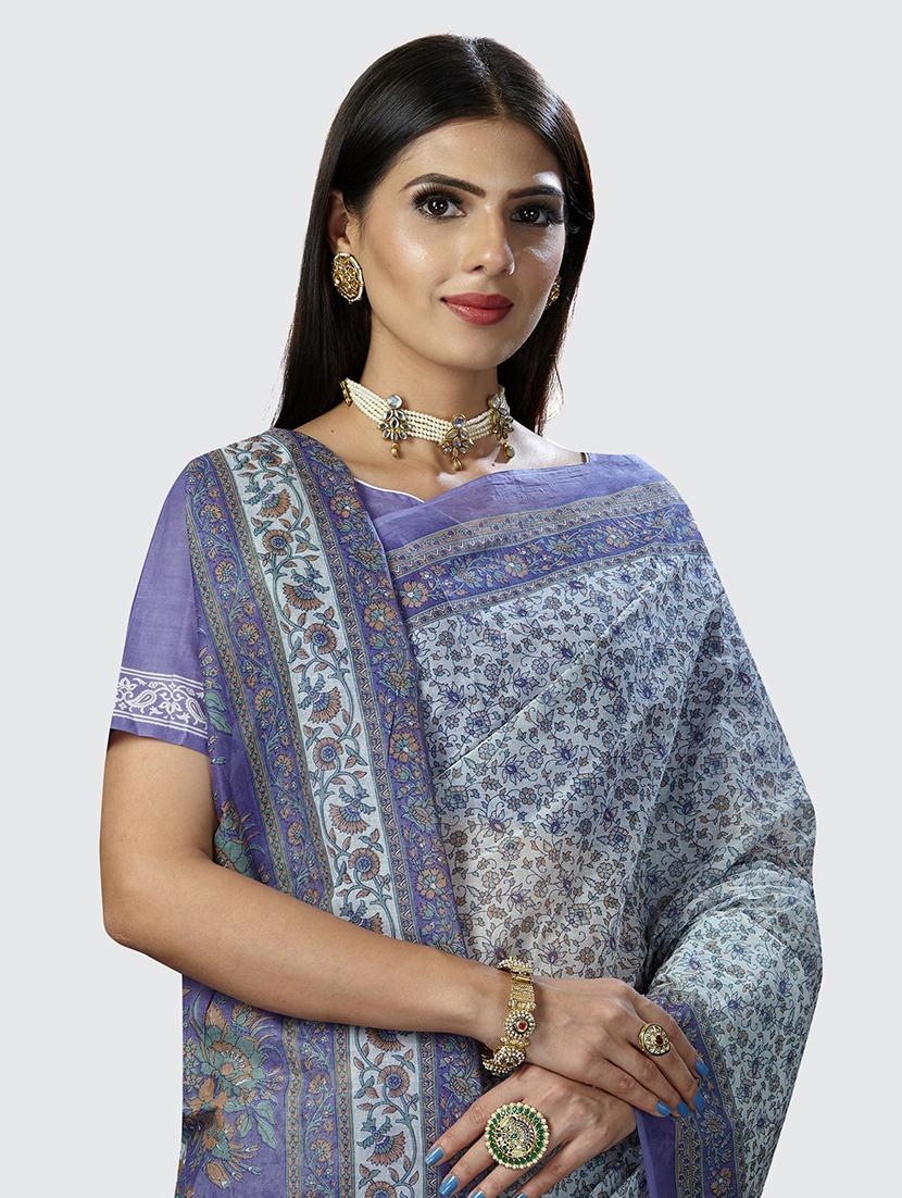 self design florals printed saree with blouse - 19462002 - Standard Image - 2