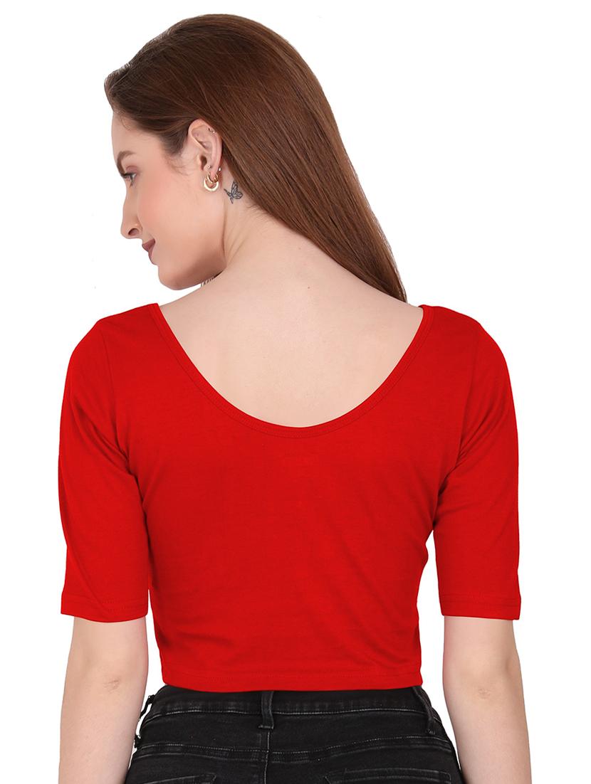 women's crop round neck top - 19466631 - Standard Image - 2
