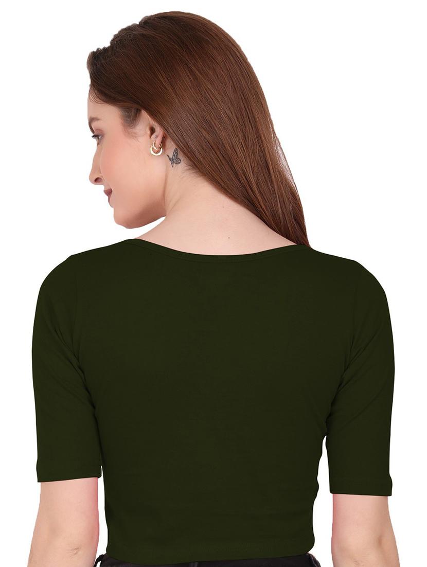 women solid green crop top - 19467108 - Standard Image - 2