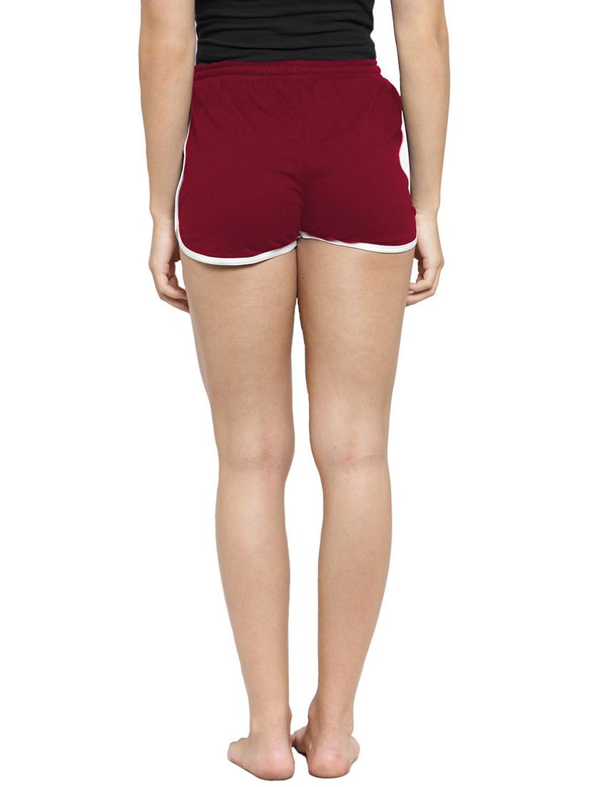 maroon cotton blend regular shorts - 19468435 - Standard Image - 2