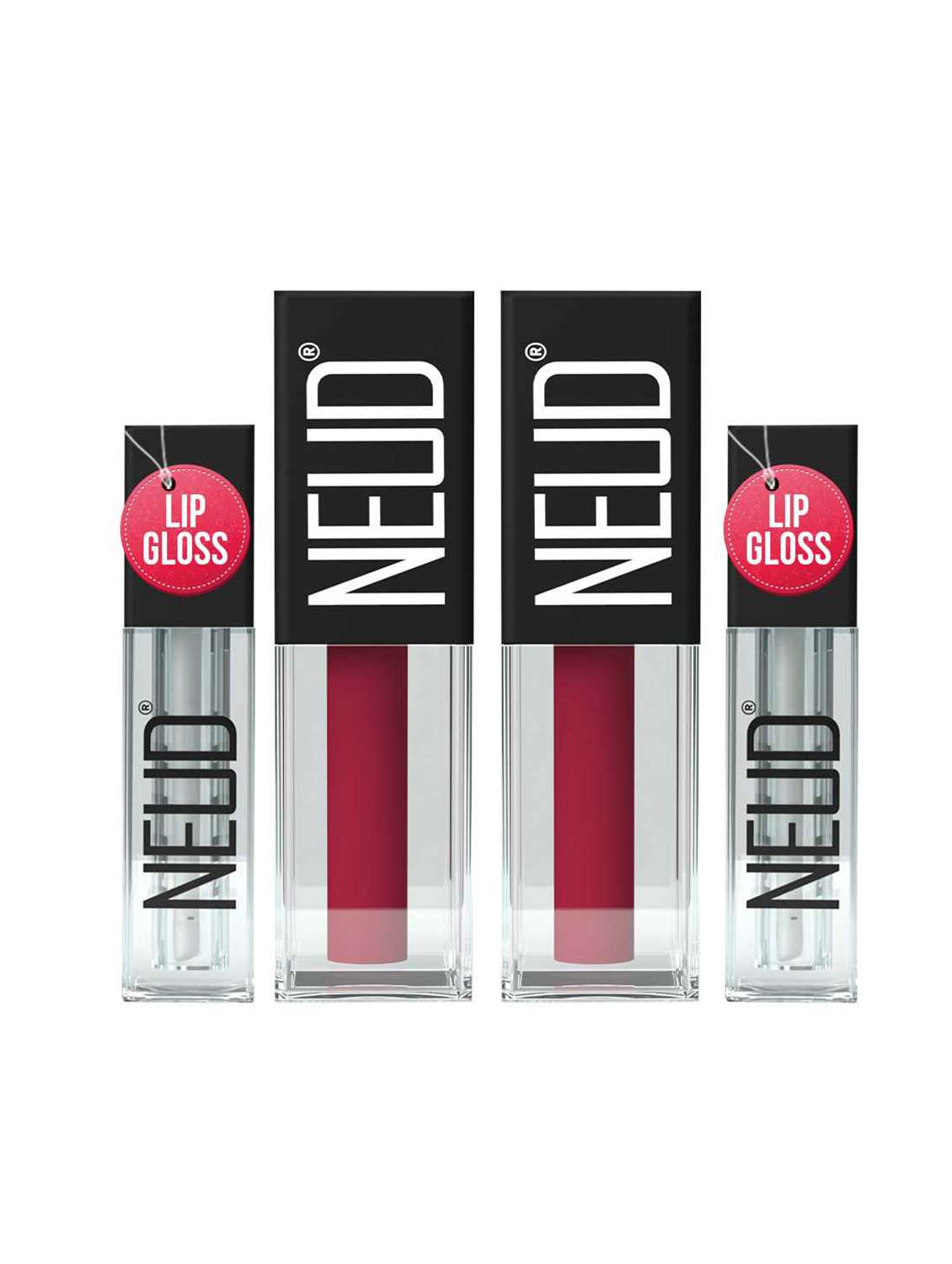 neud matte liquid lipstick peachy pink with almond oil,vitamin e, smudge proof 12-hour stay formula with free lip gloss-2 packs