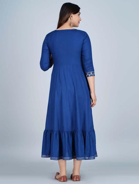 blue rayon flared kurta - 19471342 - Standard Image - 2