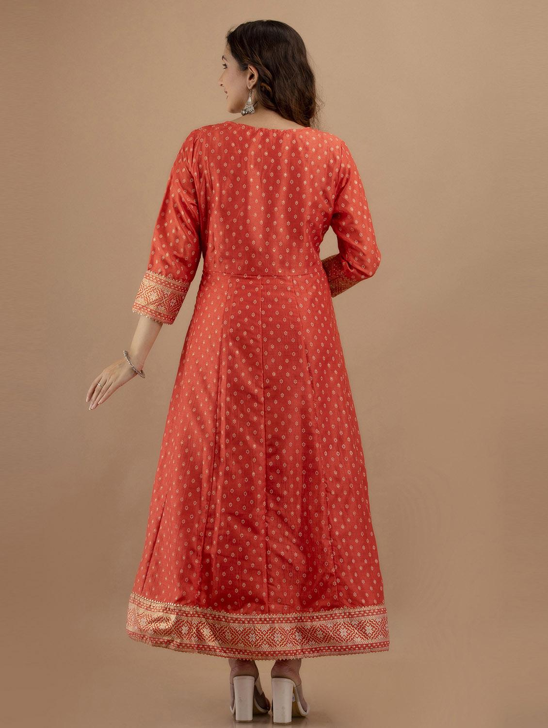 red rayon a-line kurta - 19471421 - Standard Image - 2