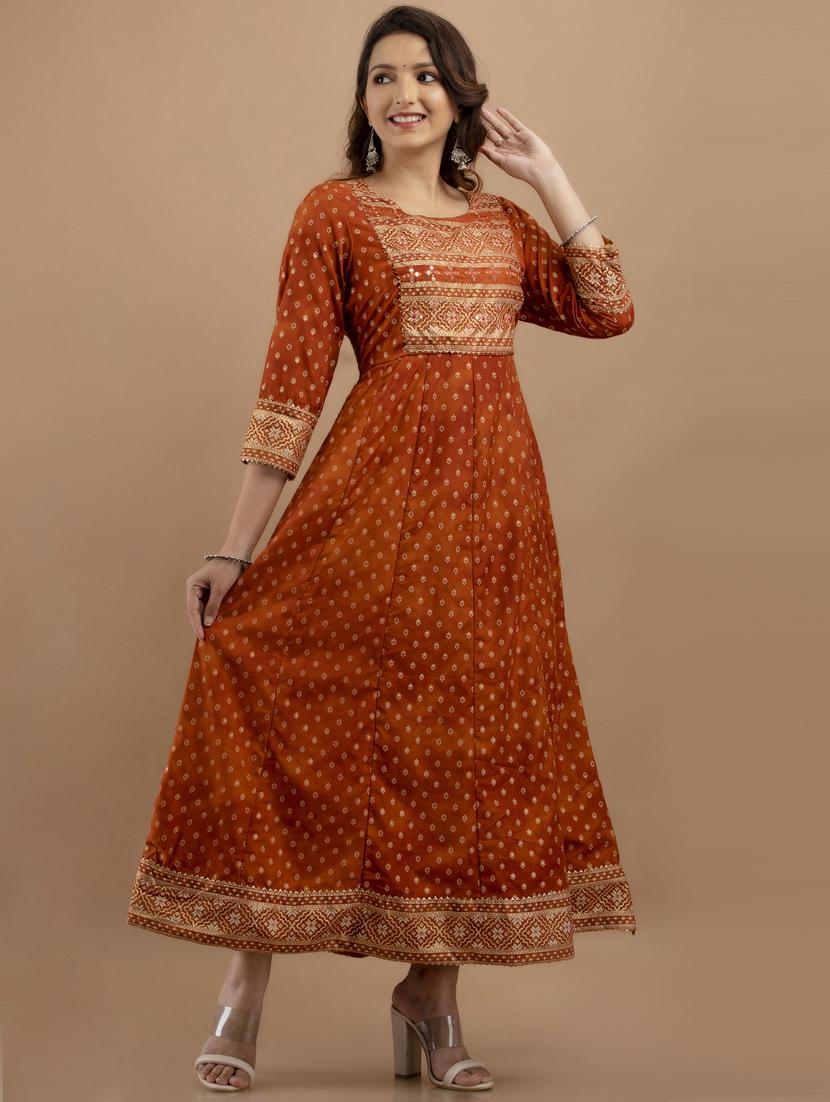round neck self design anarkali ethnic dress - 19471422 - Standard Image - 2