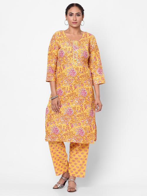 mustard kurta pant set - 19471593 - Standard Image - 0