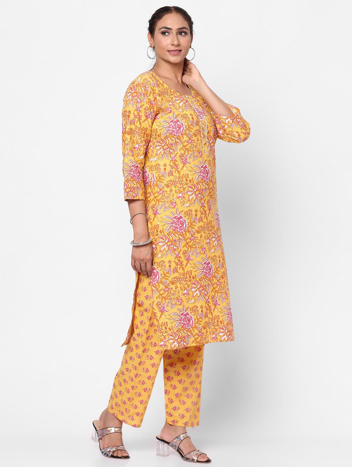 mustard kurta pant set - 19471593 - Standard Image - 2