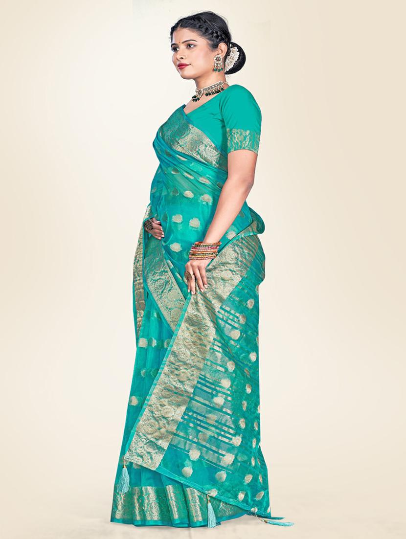 embellished woven saree with blouse - 19471842 - Standard Image - 2
