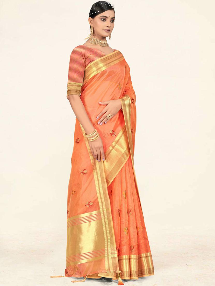 embellished woven saree with blouse - 19471855 - Standard Image - 2