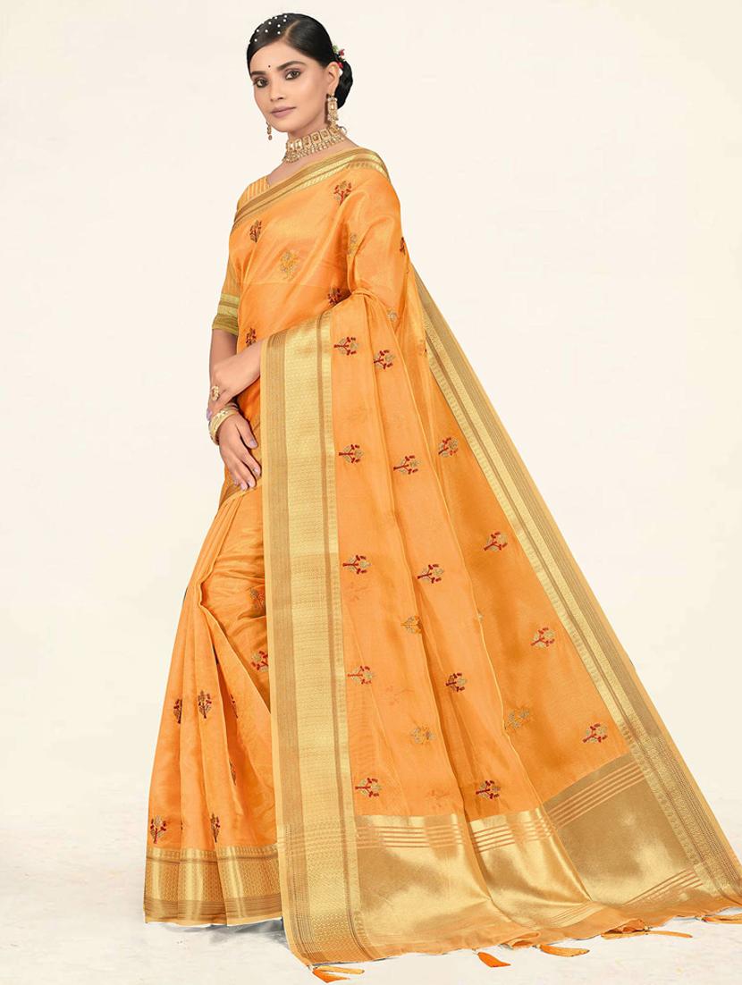 embellished woven saree with blouse - 19471859 - Standard Image - 2