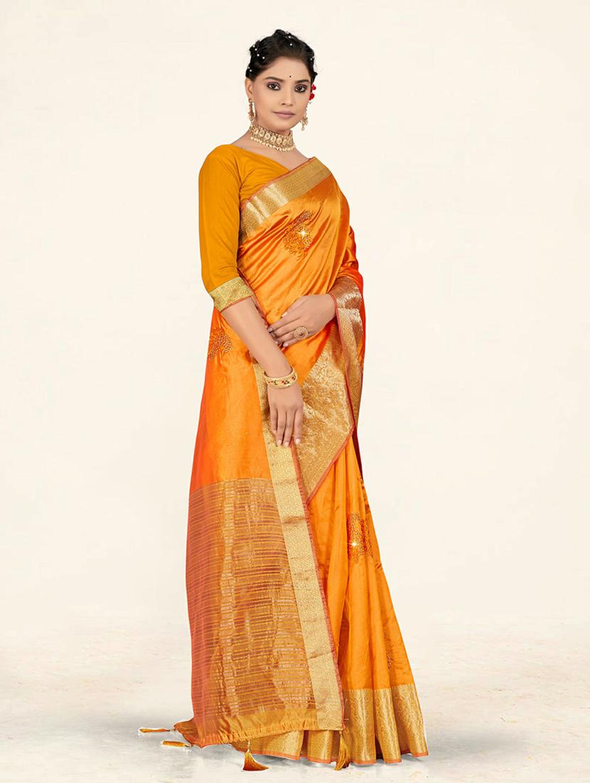 women's self design yellow colored saree with blouse - 19471876 - Standard Image - 2