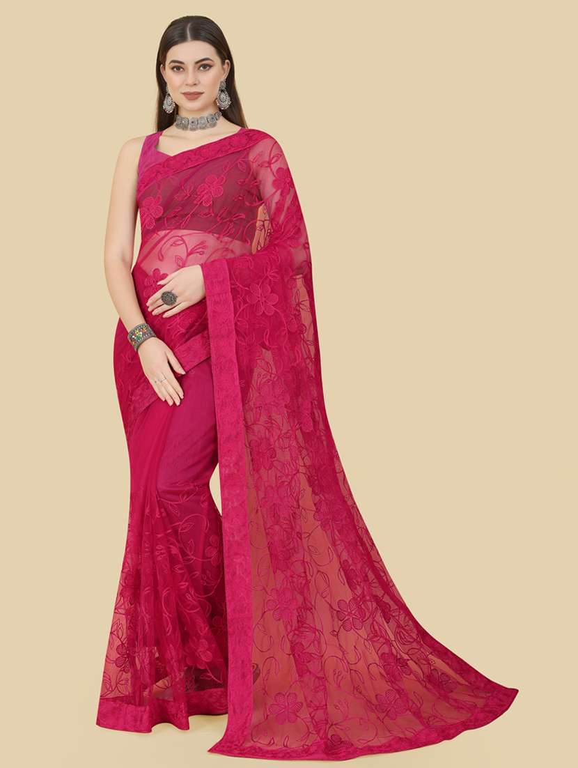 fuscia embroidered saree with blouse - 19471939 - Zoom Image - 0