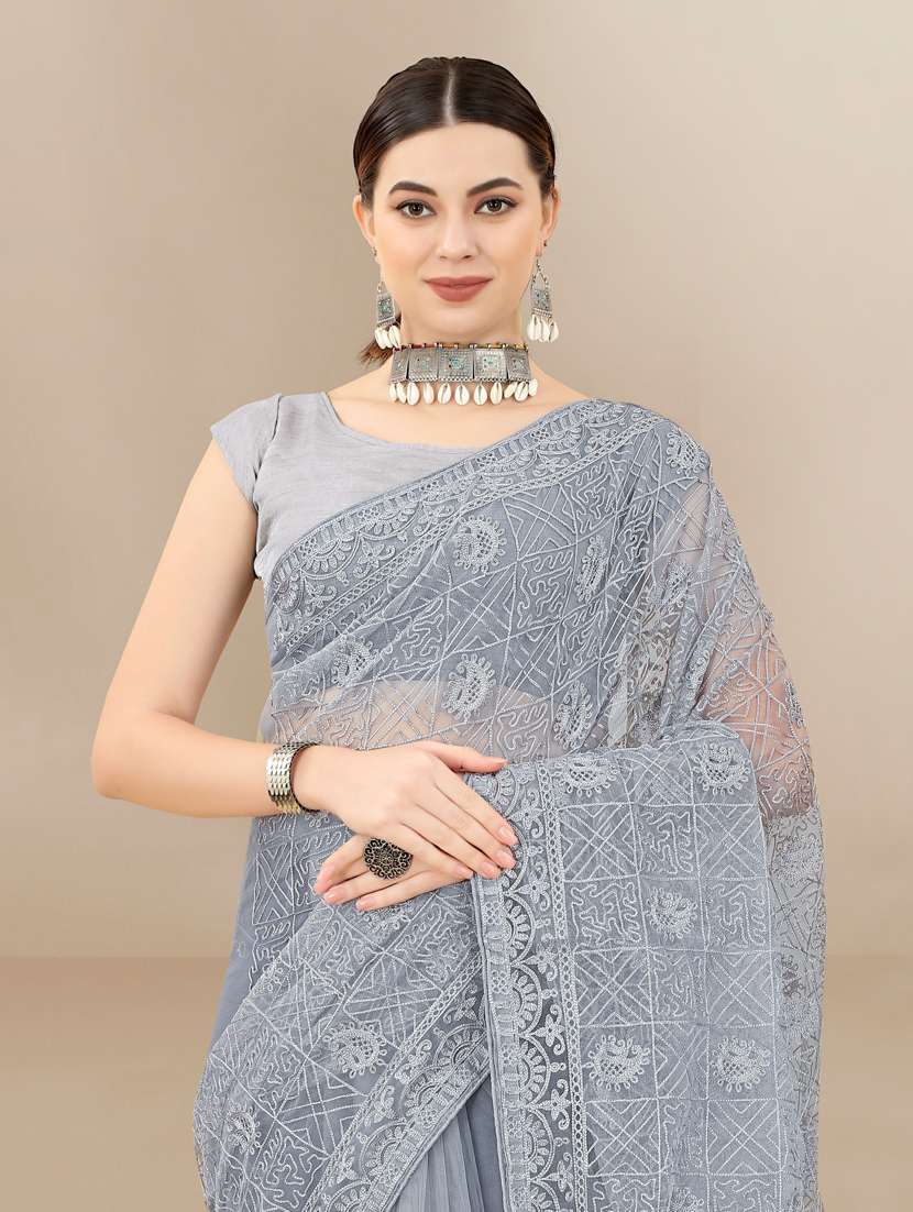 women's embroidered saree with blouse - 19471946 -  Standard Image - 2