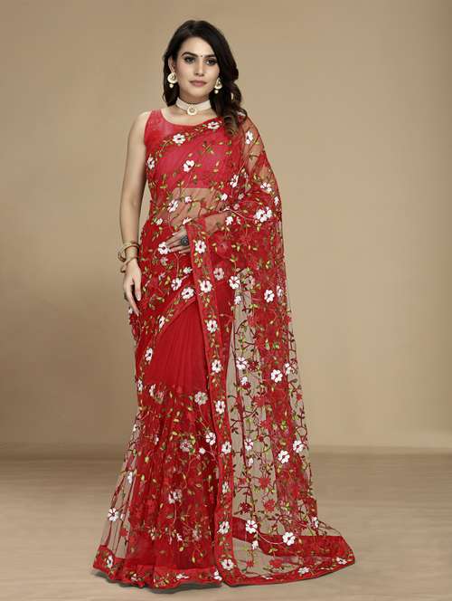 women's embroidered saree with blouse - 19471989 - Standard Image - 0