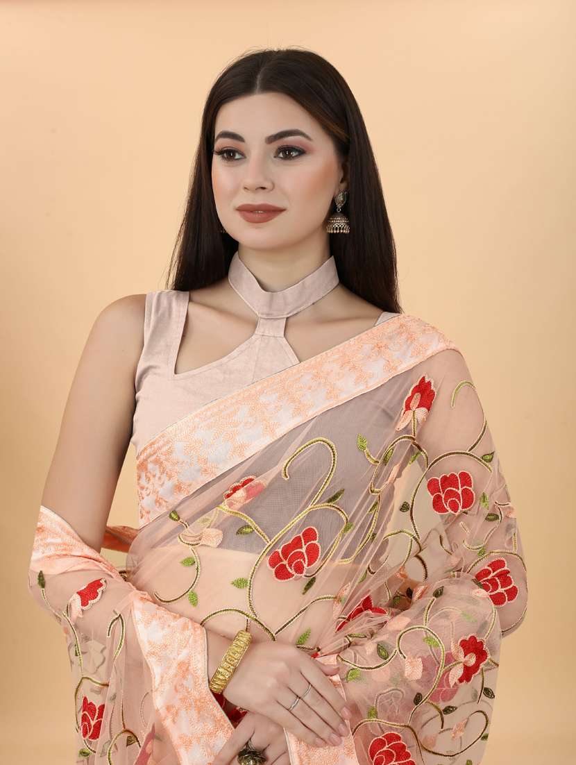 women's embroidered saree with blouse - 19472001 - Standard Image - 2