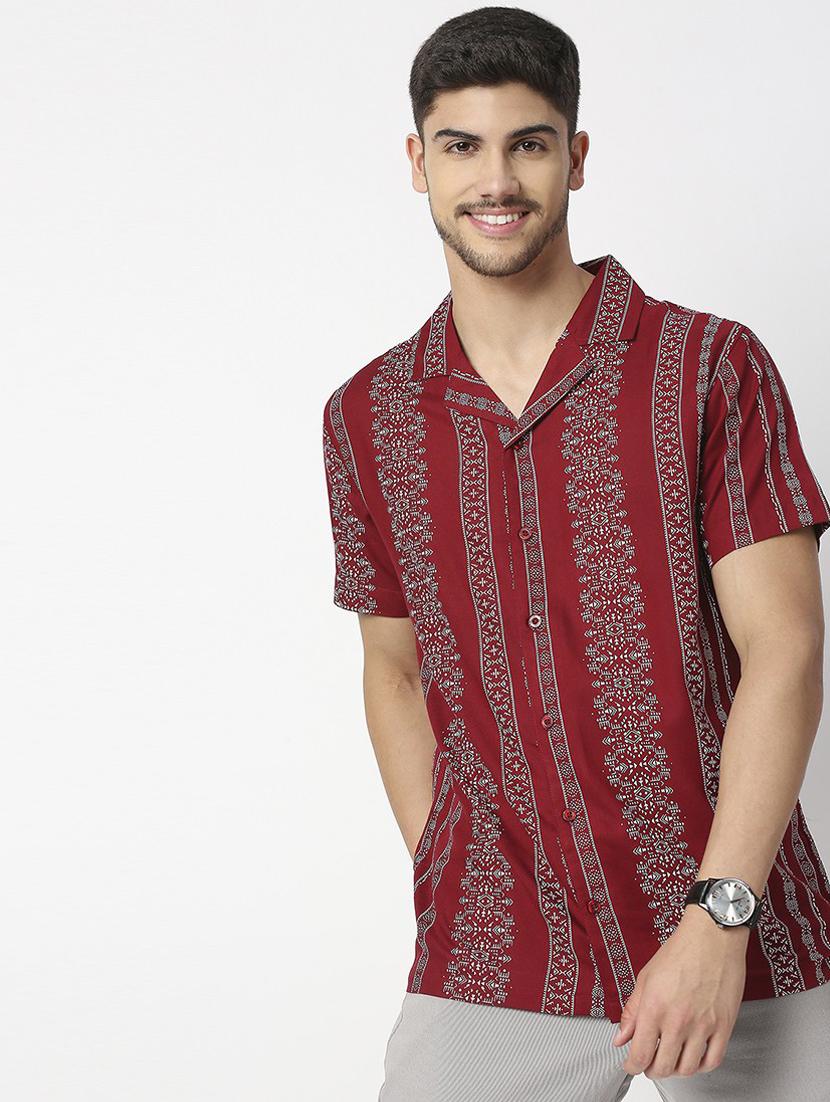 red printed casual shirt - 19472853 - Standard Image - 2